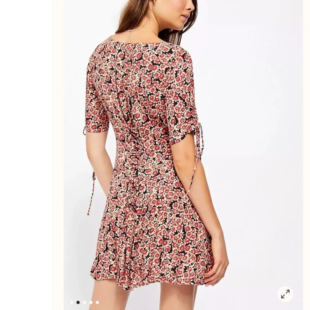 NWT Free People Laced Up Mini Dress in Black Combo - Picture 3 of 4